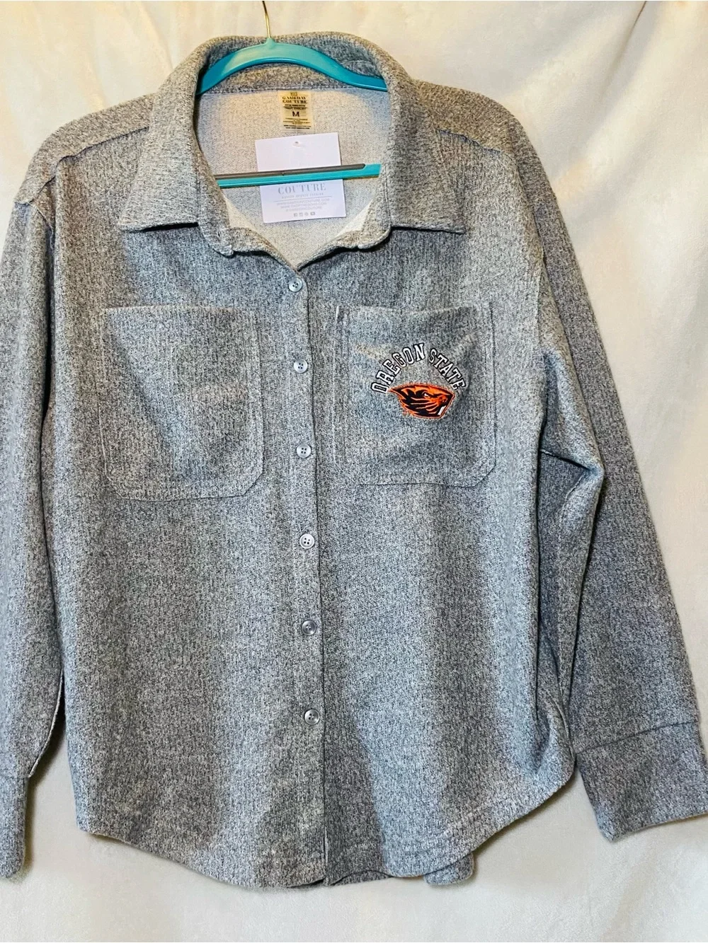 Oregon State Gray Button-Up Shacket